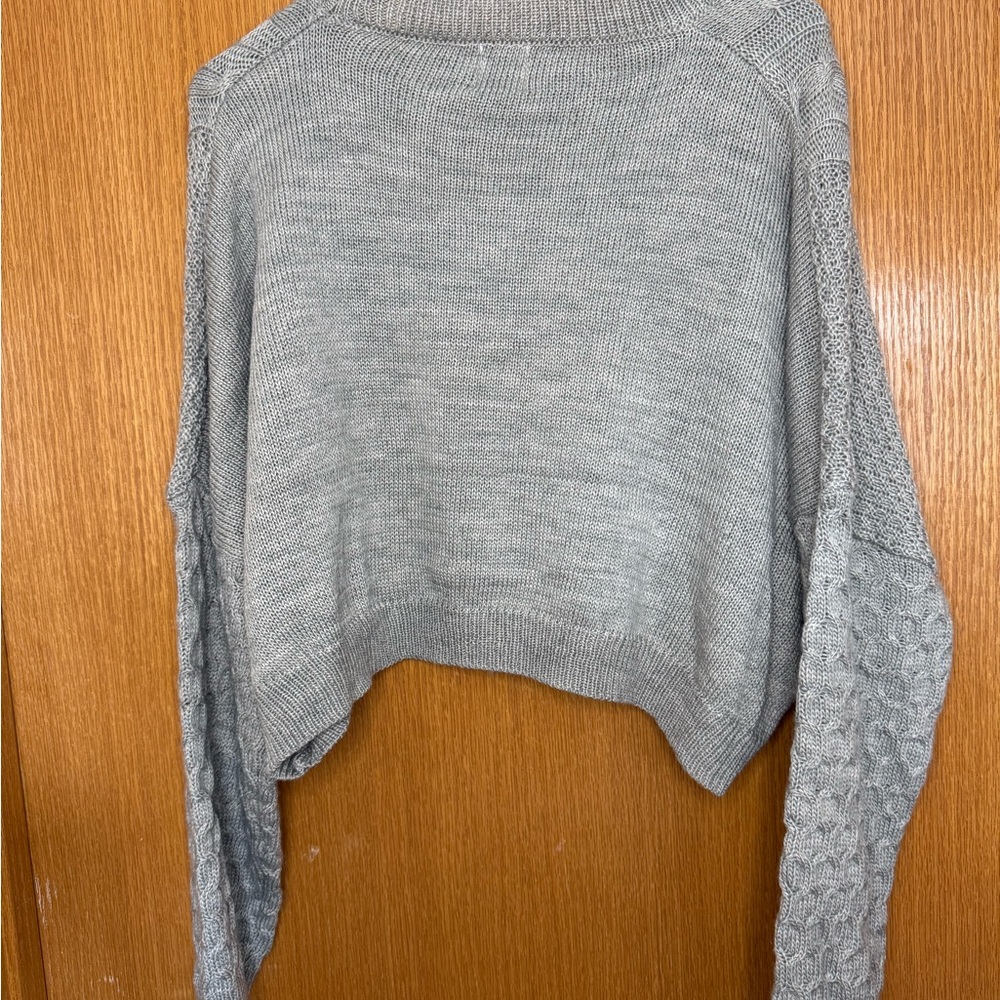 Cropped Gray Knit Sweater - Princess Polly - Picture 3 of 4